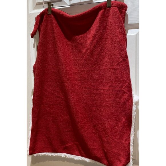 Pottery Barn Red Fleece Christmas Santa Face Sherpa Bag Monogram Johnson 24 x 20 - Picture 6 of 10